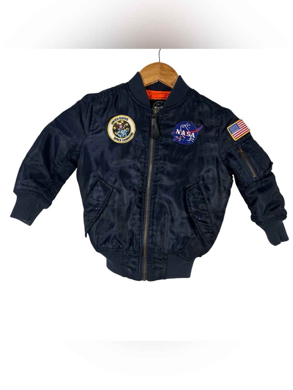 Nasa Space Command Military Bomber Jacket Youth 3T Toddler Flight Navy Blue